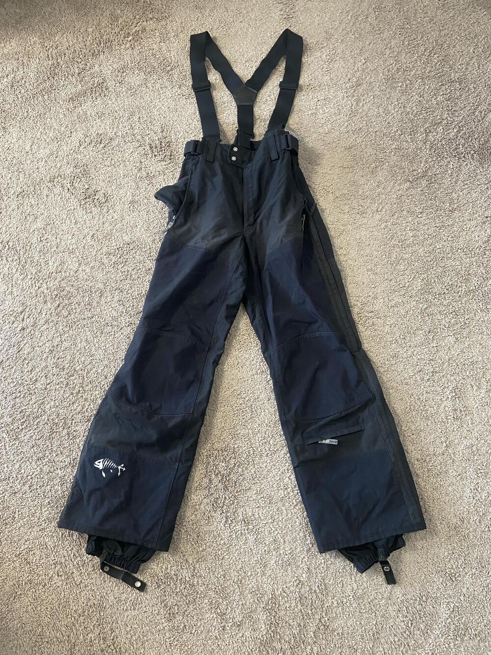 Descente DNA Snow Pants Mens Medium Black Bib Suspenders Ski Lined Snowboard